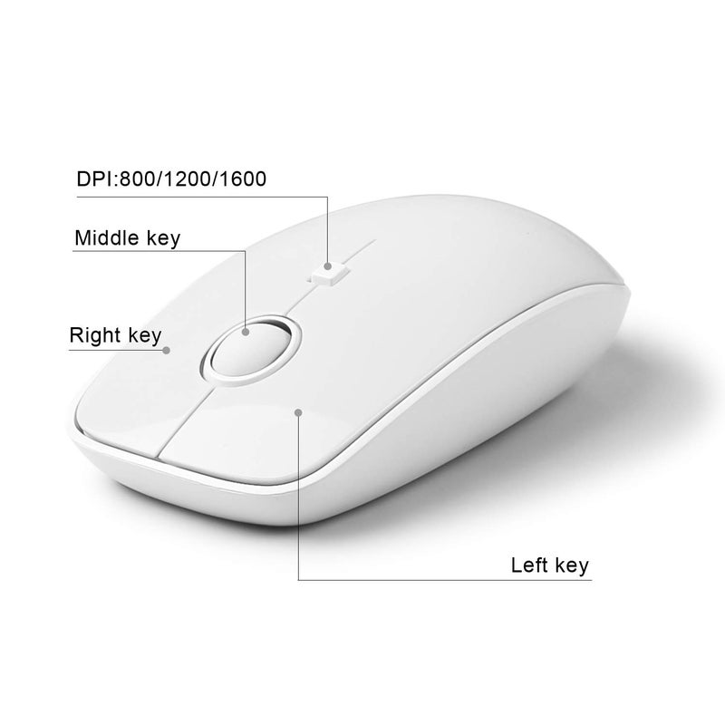 Letton Wireless Keyboard Mouse Combo, 2.4GHz Wireless White Keyboard with 104 Retro Typewriter Keycaps,Letton Full Size Keyboard and Cute Mouse with 3 DPI for Computer PC Desktop Laptop - Image 4